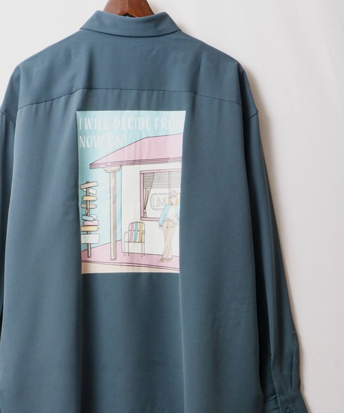 Limited Line Naive Magic(リミテッドラインナイーブマジック)の「とろみ バックイラスト ビッグルーズシャツ(シャツ/ブラウス・メンズ・ホワイト/ベージュ/ブルー/マルチ・M/L)」の3枚目の写真