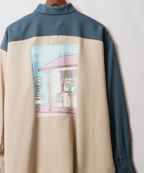 Limited Line Naive Magic(リミテッドラインナイーブマジック)の「とろみ バックイラスト ビッグルーズシャツ(シャツ/ブラウス・メンズ・ホワイト/ベージュ/ブルー/マルチ・M/L)」の4枚目の写真