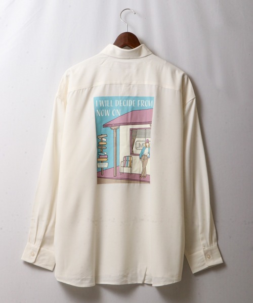 Limited Line Naive Magic(リミテッドラインナイーブマジック)の「とろみ バックイラスト ビッグルーズシャツ(シャツ/ブラウス・メンズ・ホワイト/ベージュ/ブルー/マルチ・M/L)」の10枚目の写真