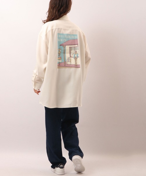 Limited Line Naive Magic(リミテッドラインナイーブマジック)の「とろみ バックイラスト ビッグルーズシャツ(シャツ/ブラウス・メンズ・ホワイト/ベージュ/ブルー/マルチ・M/L)」の13枚目の写真