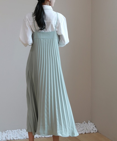 by muni:r（バイ ムニール）の「ビスチェプリーツロングワンピース（ワンピース・レディース・ブラック/ミント/ライトピンク・FREE）」の10枚目の写真
