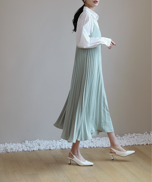 by muni:r（バイ ムニール）の「ビスチェプリーツロングワンピース（ワンピース・レディース・ブラック/ミント/ライトピンク・FREE）」の11枚目の写真