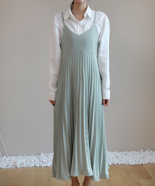 by muni:r（バイ ムニール）の「ビスチェプリーツロングワンピース（ワンピース・レディース・ブラック/ミント/ライトピンク・FREE）」の13枚目の写真