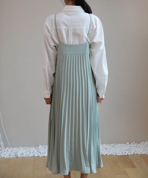 by muni:r（バイ ムニール）の「ビスチェプリーツロングワンピース（ワンピース・レディース・ブラック/ミント/ライトピンク・FREE）」の14枚目の写真
