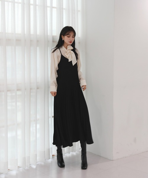 by muni:r（バイ ムニール）の「ビスチェプリーツロングワンピース（ワンピース・レディース・ブラック/ミント/ライトピンク・FREE）」の18枚目の写真