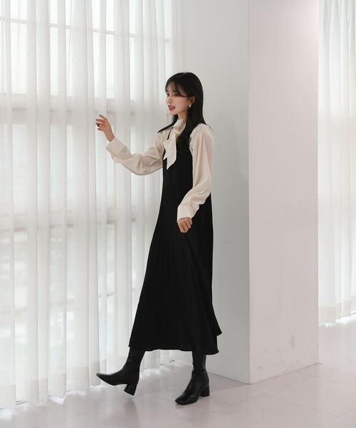 by muni:r（バイ ムニール）の「ビスチェプリーツロングワンピース（ワンピース・レディース・ブラック/ミント/ライトピンク・FREE）」の19枚目の写真