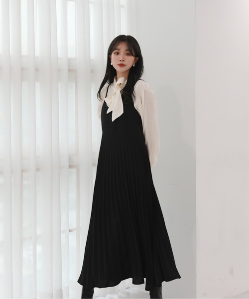 by muni:r（バイ ムニール）の「ビスチェプリーツロングワンピース（ワンピース・レディース・ブラック/ミント/ライトピンク・FREE）」の21枚目の写真