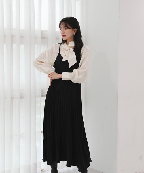 by muni:r（バイ ムニール）の「ビスチェプリーツロングワンピース（ワンピース・レディース・ブラック/ミント/ライトピンク・FREE）」の22枚目の写真