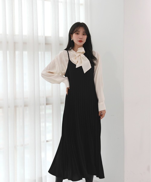 by muni:r（バイ ムニール）の「ビスチェプリーツロングワンピース（ワンピース・レディース・ブラック/ミント/ライトピンク・FREE）」の16枚目の写真