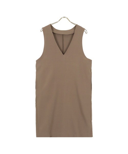 KOBE LETTUCE（コウベレタス）の「深Vネックジャンスカワンピース（ジャンパースカート・レディース・ブラック/モカ/ホワイト系/ホワイト系1/ブラック系/ブラウン系/イエロー系/イエロー系1・1/2）」の5枚目の写真