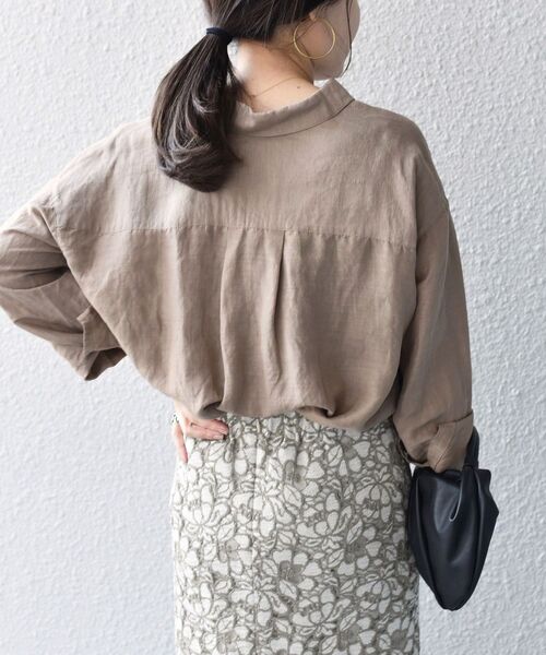 美品 シップス サフィランリネンシャツ ベージュ オーバーサイズ 長袖 38 SHIPS safilin シップス 高級サフィランリネン シャ長袖