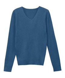 シルクタッチウォッシャブルリブニット Vネック
