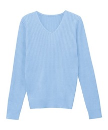 シルクタッチウォッシャブルリブニット Vネック