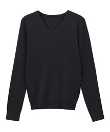 シルクタッチウォッシャブルリブニット Vネック