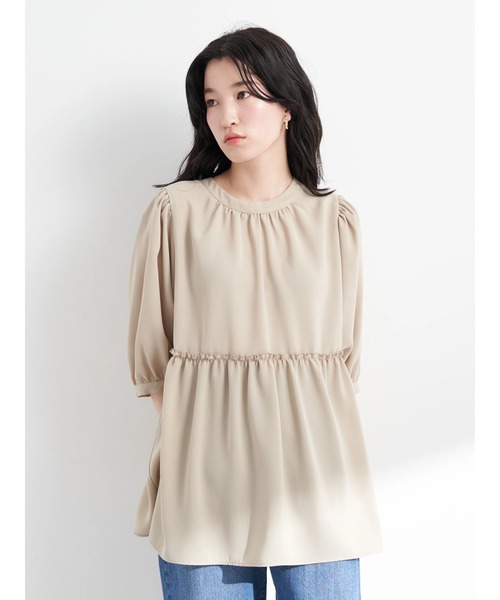 earth music&ecology（アースミュージックアンドエコロジー）の「リサイクルポリエステルブレンドとろみチュニック（その他トップス・レディース・オフホワイト/ライトカーキ/グレイッシュベージュ/テラコッタ・FREE）」の7枚目の写真