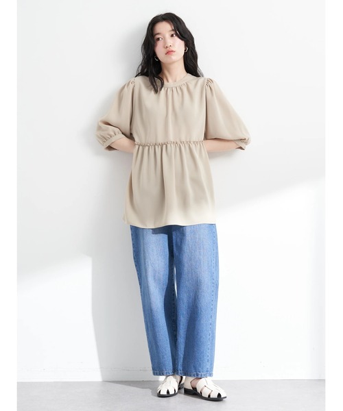 earth music&ecology（アースミュージックアンドエコロジー）の「リサイクルポリエステルブレンドとろみチュニック（その他トップス・レディース・オフホワイト/ライトカーキ/グレイッシュベージュ/テラコッタ・FREE）」の10枚目の写真