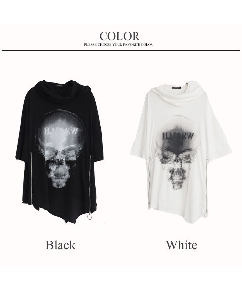CIVARIZE(シヴァーライズ)の「『CIVARIZE/シヴァーライズ』フード付きドルマンポンチョカットソー(Tシャツ/カットソー・メンズ・ブラック/ホワイト・FREE)」の10枚目の写真