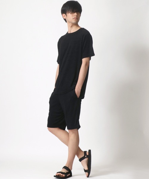 FRUIT OF THE LOOM（フルーツオブザルーム）の「FRUIT OF THE LOOM/フルーツオブザルーム 2点セットアップ パイル 半袖Tシャツ＆ショートパンツ/ルームウェア/ワンマイルウェア/パジャマ/レディース メンズ（ルームウェア/パジャマ・メンズ・ブラック/ホワイト/ネイビー/グレー/グリーン/ブラウン・L/M/LL）」の12枚目の写真