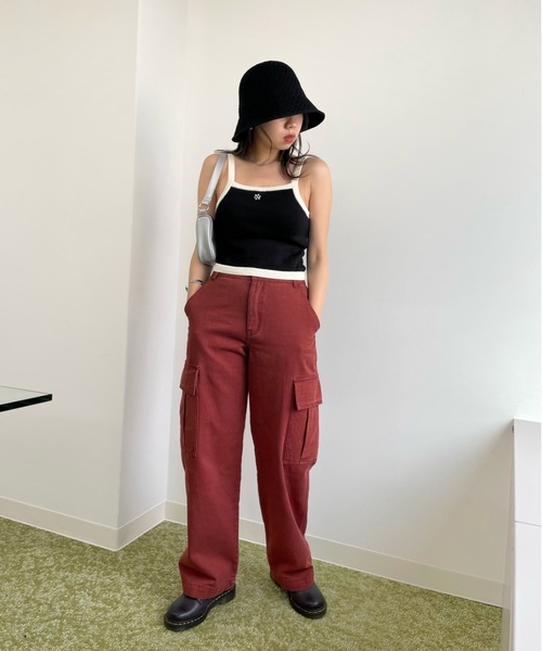 WHO'S WHO gallery（フーズフーギャラリー）の「ohanaニットキャミ（キャミソール・レディース・ピンク/レッド/ブラック/オフホワイト/サックスブルー・FREE）」の10枚目の写真