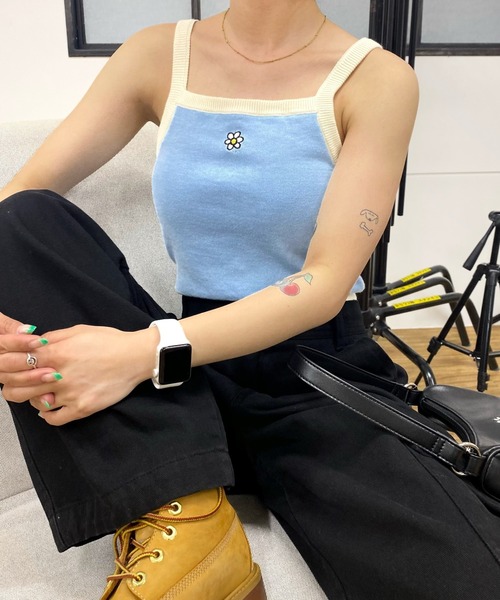 WHO'S WHO gallery（フーズフーギャラリー）の「ohanaニットキャミ（キャミソール・レディース・ピンク/レッド/ブラック/オフホワイト/サックスブルー・FREE）」の14枚目の写真