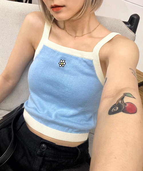 WHO'S WHO gallery（フーズフーギャラリー）の「ohanaニットキャミ（キャミソール・レディース・ピンク/レッド/ブラック/オフホワイト/サックスブルー・FREE）」の15枚目の写真