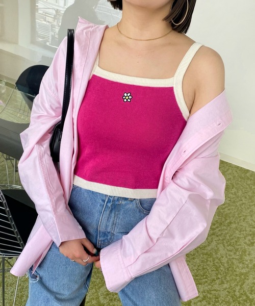 WHO'S WHO gallery（フーズフーギャラリー）の「ohanaニットキャミ（キャミソール・レディース・ピンク/レッド/ブラック/オフホワイト/サックスブルー・FREE）」の16枚目の写真