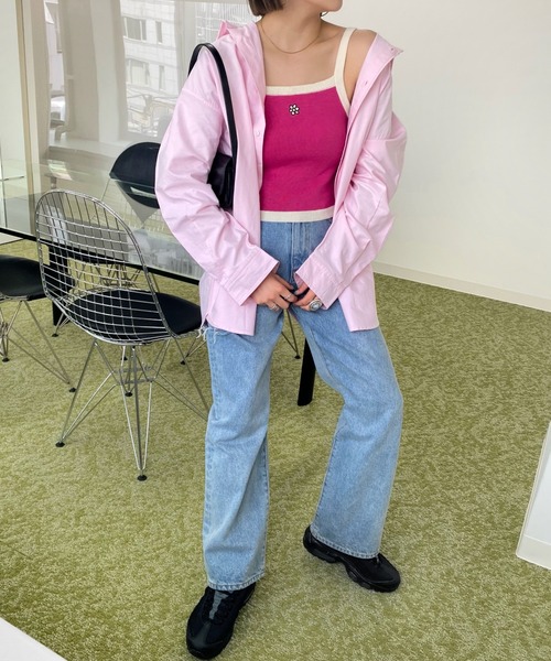 WHO'S WHO gallery（フーズフーギャラリー）の「ohanaニットキャミ（キャミソール・レディース・ピンク/レッド/ブラック/オフホワイト/サックスブルー・FREE）」の18枚目の写真