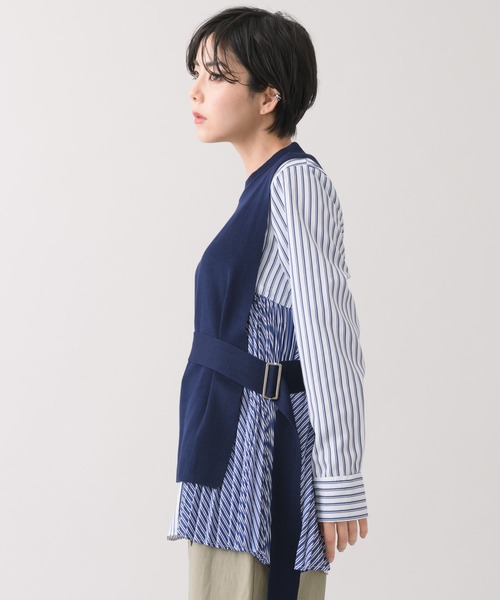 【KATHARINEROSS】ニットベスト&アシメプリーツブラウスレイヤードセット