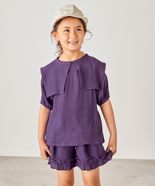 &yam(アンドヤム)の「3way ビックカラーセット 楊柳シャツ 【親子お揃い/リンクコーデ】(シャツ/ブラウス・キッズ・ブラック/パープル/イエロー/ブルー/グリーン・100-110cm/120-130cm/110-120cm)」の1枚目の写真