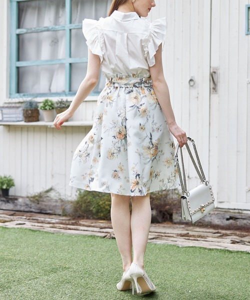 トッコ オンライン限定 ウエスト リボン フレアスカート セール】トッコクローゼット tocco closet チュール×フラワー