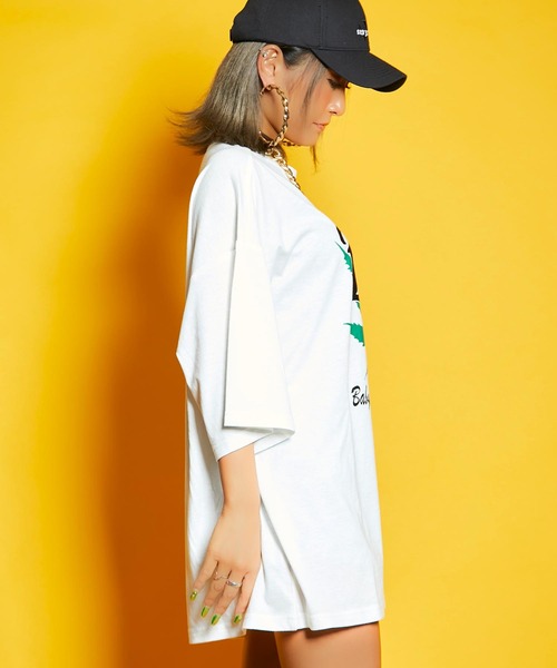 babyShoop（ベイビーシュープ）の「B4Lマリファナ ロゴBIGT-SH（Tシャツ/カットソー・レディース・ホワイト/ブラック・FREE）」の6枚目の写真