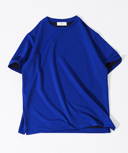 417 EDIFICE（フォーワンセブンエディフィス）の「ハイゲージダブルニットTEE 【Made in Japan】（Tシャツ/カットソー・メンズ・ブルー系その他/ブラック/ベージュ/チャコールグレー/グリーン/オレンジ・SMALL/LARGE/MEDIUM）」の5枚目の写真