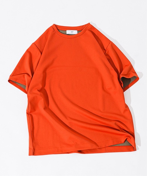 417 EDIFICE（フォーワンセブンエディフィス）の「ハイゲージダブルニットTEE 【Made in Japan】（Tシャツ/カットソー・メンズ・ブルー系その他/ブラック/ベージュ/チャコールグレー/グリーン/オレンジ・SMALL/LARGE/MEDIUM）」の6枚目の写真