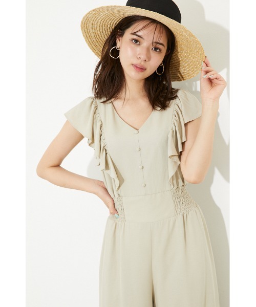 rienda（リエンダ）の「ショルダーフリルロンパース（つなぎ/オールインワン・レディース・ブラウン/オレンジ系その他/ライトベージュ/ブルー・SMALL/MEDIUM）」の18枚目の写真