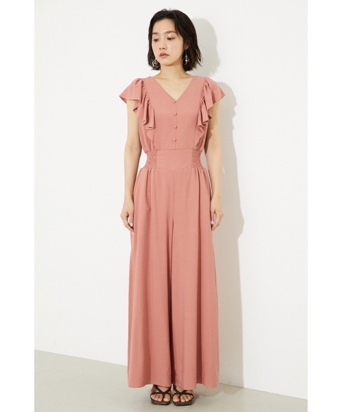 RANCLIC ワンショルダーロンパース rienda | 2WAYオフショルダービッグカラーニットワンピース