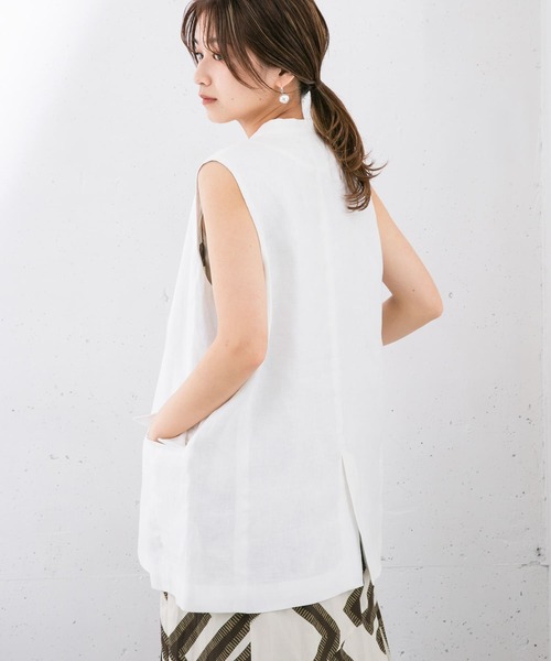 KBF（ケイビーエフ）の「リネンBIGベスト（ベスト・レディース・ブラック/オフホワイト/ダークグレー・ONE）」の7枚目の写真