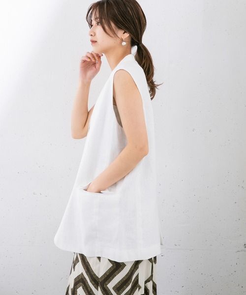 KBF（ケイビーエフ）の「リネンBIGベスト（ベスト・レディース・ブラック/オフホワイト/ダークグレー・ONE）」の11枚目の写真