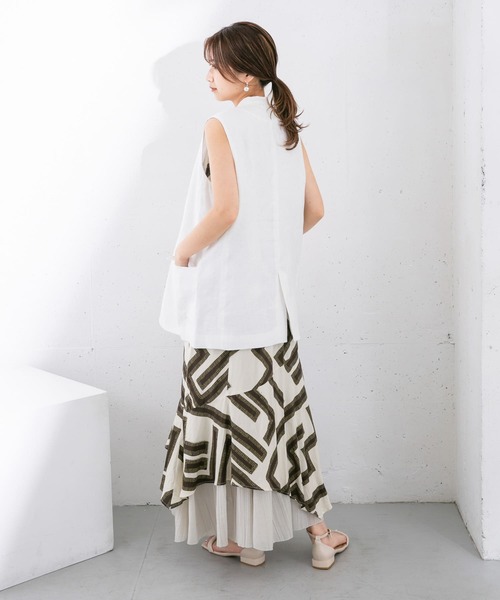 KBF（ケイビーエフ）の「リネンBIGベスト（ベスト・レディース・ブラック/オフホワイト/ダークグレー・ONE）」の13枚目の写真