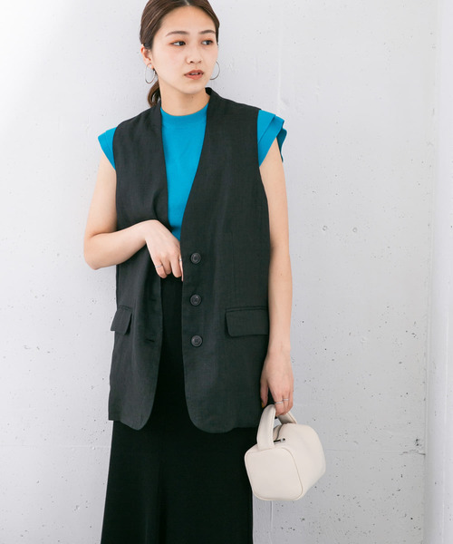 KBF（ケイビーエフ）の「リネンBIGベスト（ベスト・レディース・ブラック/オフホワイト/ダークグレー・ONE）」の15枚目の写真