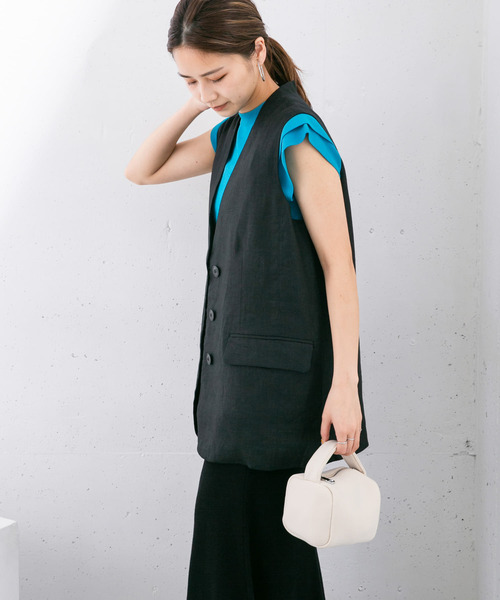 KBF（ケイビーエフ）の「リネンBIGベスト（ベスト・レディース・ブラック/オフホワイト/ダークグレー・ONE）」の16枚目の写真