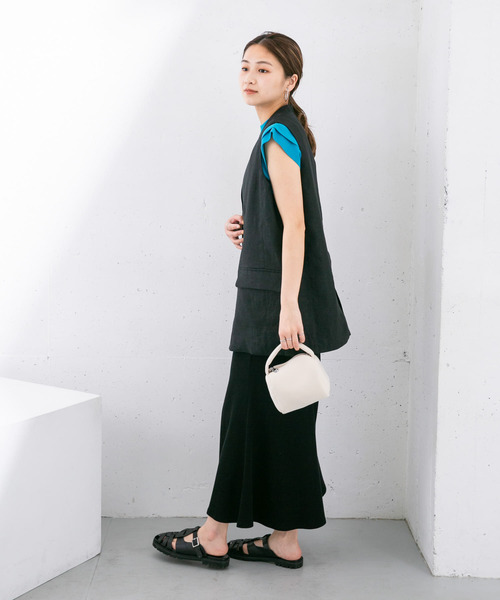 KBF（ケイビーエフ）の「リネンBIGベスト（ベスト・レディース・ブラック/オフホワイト/ダークグレー・ONE）」の19枚目の写真