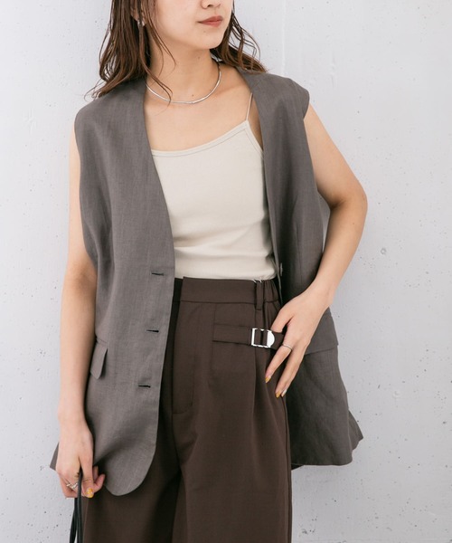 KBF（ケイビーエフ）の「リネンBIGベスト（ベスト・レディース・ブラック/オフホワイト/ダークグレー・ONE）」の21枚目の写真