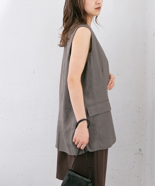 KBF（ケイビーエフ）の「リネンBIGベスト（ベスト・レディース・ブラック/オフホワイト/ダークグレー・ONE）」の22枚目の写真