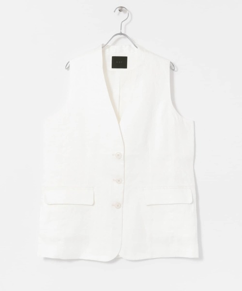 KBF（ケイビーエフ）の「リネンBIGベスト（ベスト・レディース・ブラック/オフホワイト/ダークグレー・ONE）」の9枚目の写真