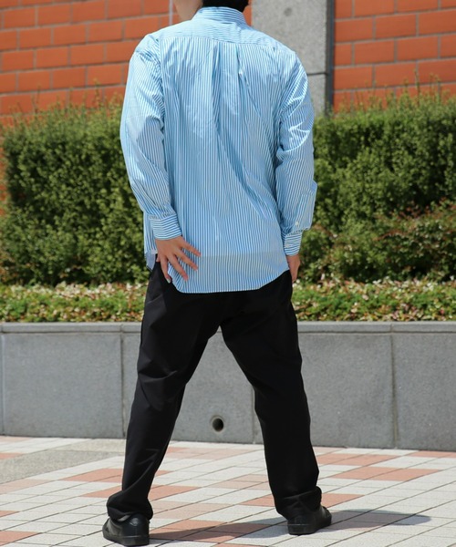 BRICK & SONS(ブリックアンドサンズ)の「リラックスバックプリーツシャツ<ターコイズストライプ>(シャツ/ブラウス・メンズ・エメラルド・LL/S/M/L)」の7枚目の写真