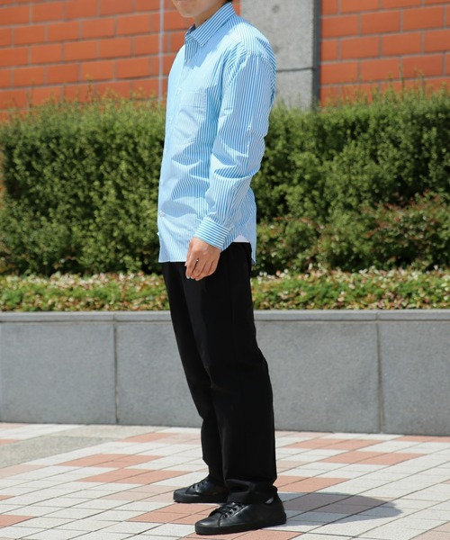 BRICK & SONS(ブリックアンドサンズ)の「リラックスバックプリーツシャツ<ターコイズストライプ>(シャツ/ブラウス・メンズ・エメラルド・LL/S/M/L)」の8枚目の写真