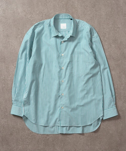 BRICK & SONS(ブリックアンドサンズ)の「リラックスバックプリーツシャツ<ターコイズストライプ>(シャツ/ブラウス・メンズ・エメラルド・LL/S/M/L)」の11枚目の写真