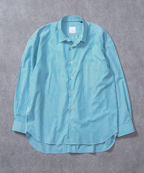 BRICK & SONS(ブリックアンドサンズ)の「リラックスバックプリーツシャツ<ターコイズストライプ>(シャツ/ブラウス・メンズ・エメラルド・LL/S/M/L)」の20枚目の写真