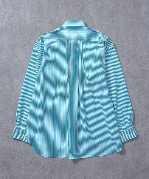 BRICK & SONS(ブリックアンドサンズ)の「リラックスバックプリーツシャツ<ターコイズストライプ>(シャツ/ブラウス・メンズ・エメラルド・LL/S/M/L)」の21枚目の写真