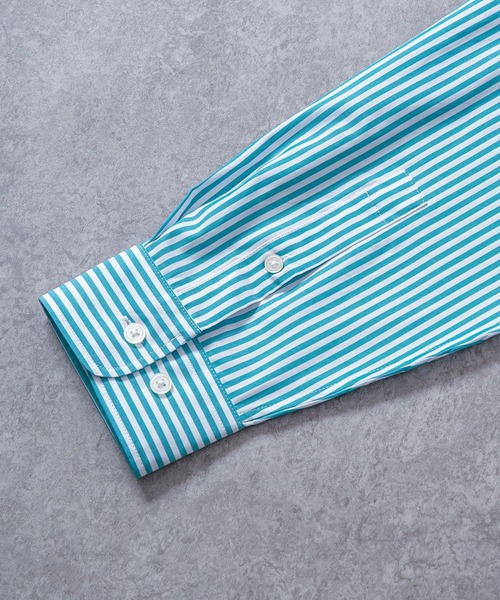 BRICK & SONS(ブリックアンドサンズ)の「リラックスバックプリーツシャツ<ターコイズストライプ>(シャツ/ブラウス・メンズ・エメラルド・LL/S/M/L)」の22枚目の写真